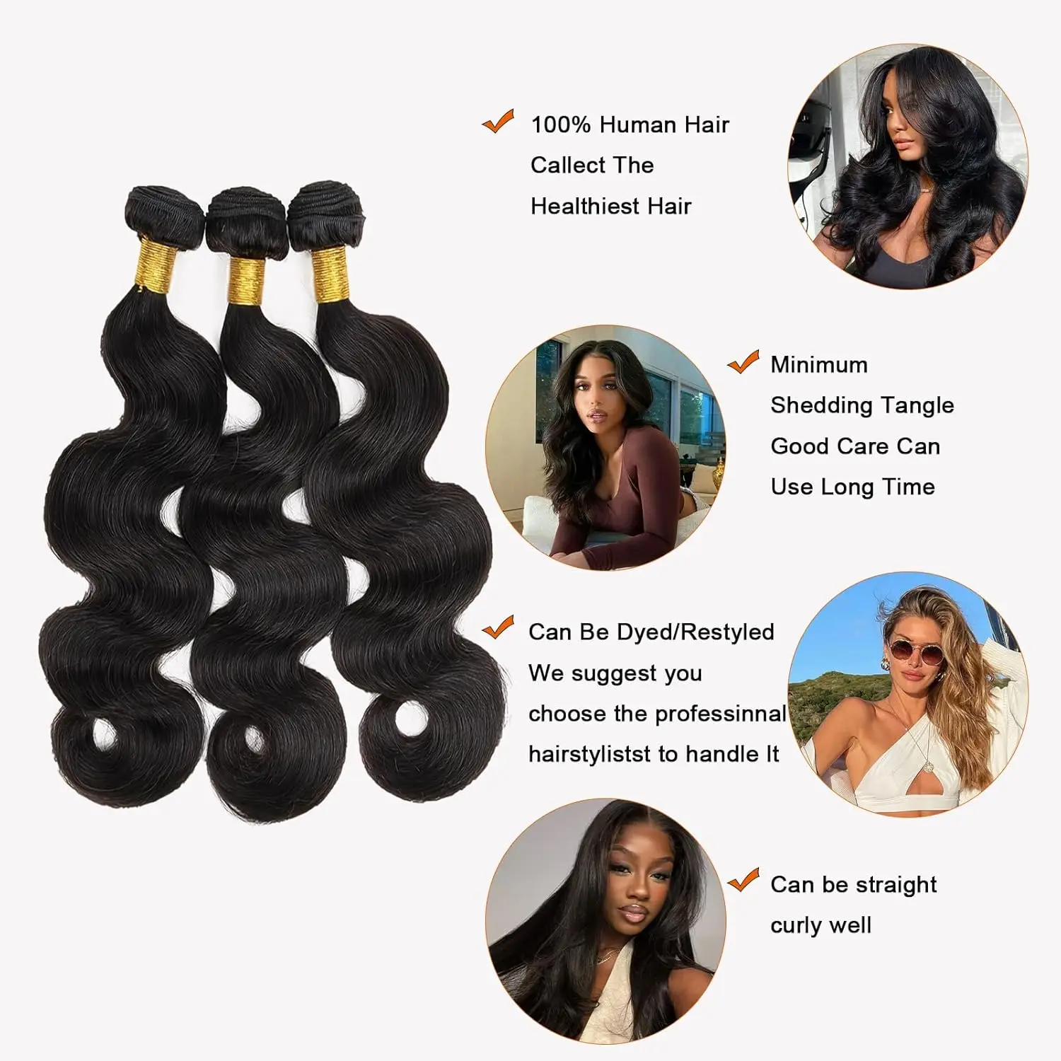 Pacotes ondulados brasileiros do cabelo humano do Weave da água para mulheres, onda do corpo, extensões do cabelo, 30 ", 32", 40 ", 3 pacotes, 4 pacotes