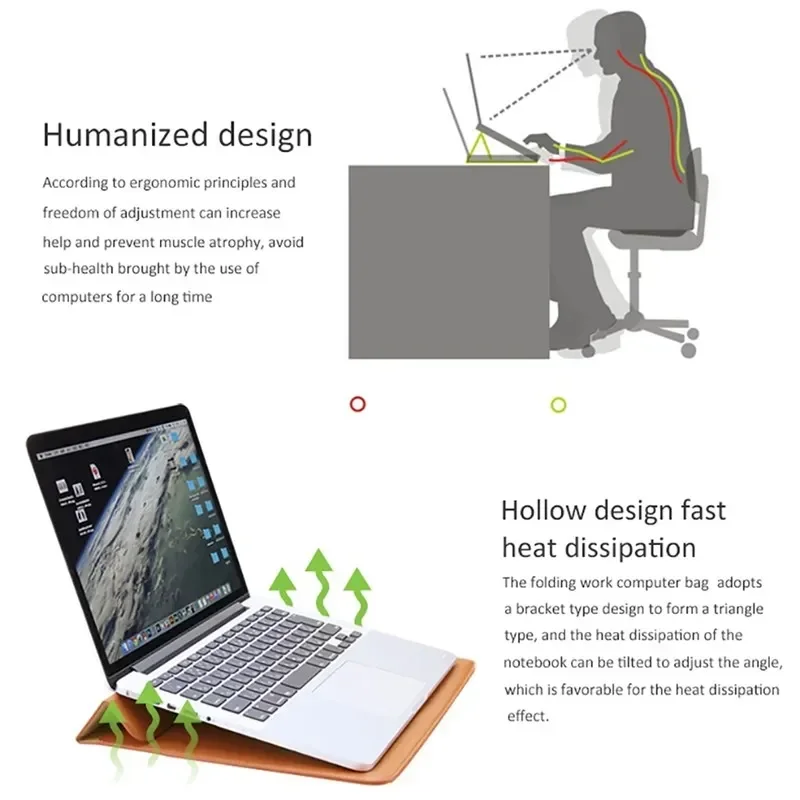PU Leather with Stand Laptop Notebook Cover Case Sleeve Bag For Apple Macbook 11 12 13 14 15 16.2 inch Dell HP Asus Notebook Bag - view 2