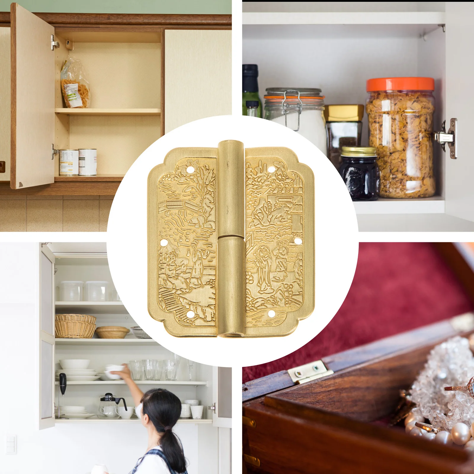 

Vintage Brass Cabinet Door Hinges Repair Hinges for Jewelry Box Small Decorative Hardware Cabinet Door Hinge