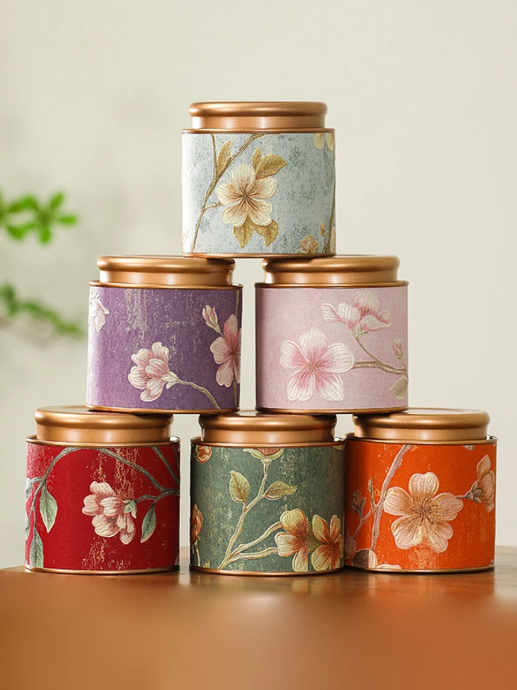 Boîte d'emballage cadeau de thé Portable, motif de fleurs domestiques, petit pot vide scellé pour thé, boîte de thé