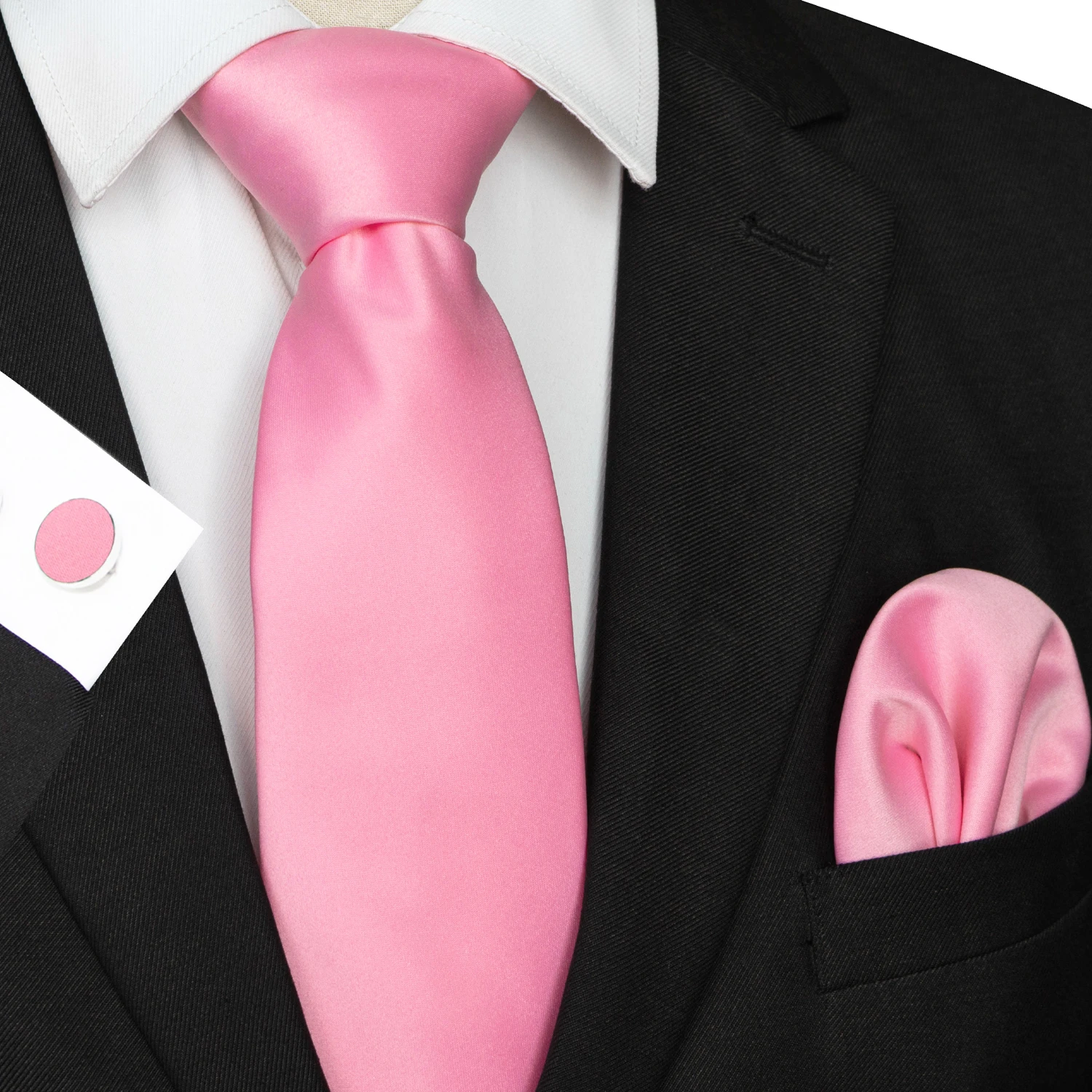 30 verschiedene Farben, solide Polyester-Krawatten für Herren, Einstecktuch, Manschettenknöpfe, Geschenk, Hochzeits- und Party-Accessoires, 8cm Krawatten-Set, kostenloser Versand – Detail 29