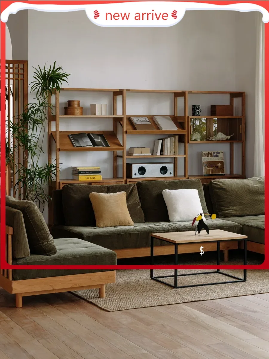 S132 Warm island sofa, simple and modern three-person solid wood removable and washable fabric sofa bed in the living room2005