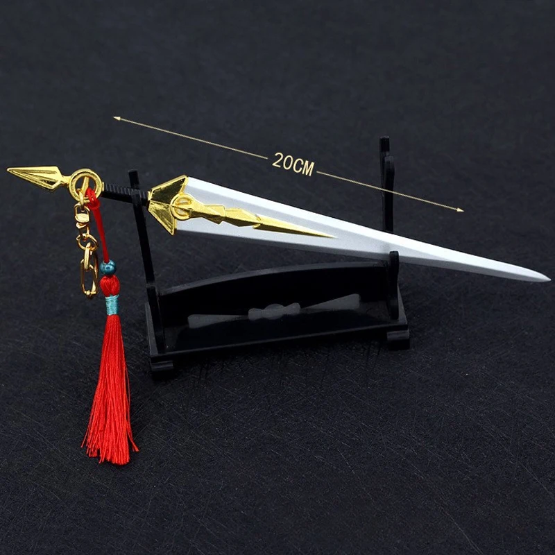 22Cm Anime Douro Vasteland Zeven Zwaard Randapparatuur Metaal Materiaal Wapen Model Katana Speelgoed Zwaard Samurai Zwaard Cosplay Prop Gift