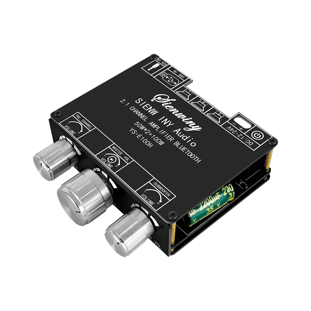 บอร์ดแอมพลิฟายเออร์ดิจิตอลบลูทูธ YS-E100H 50W*2+100W รุ่น HIFI ระดับสูงสุด ระบบสเตอริโอ พร้อมปุ่มปรับเสียง ระบบมัลติมีเดีย