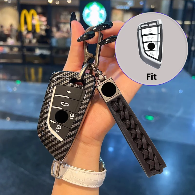 

ABS Carbon Fiber Style for BMW X1 X3 X5 X6 Series 1 2 5 7 F15 F16 E53 E70 E39 F10 F30 G30 2023 Remote Car Key Case Cover Fob Bag