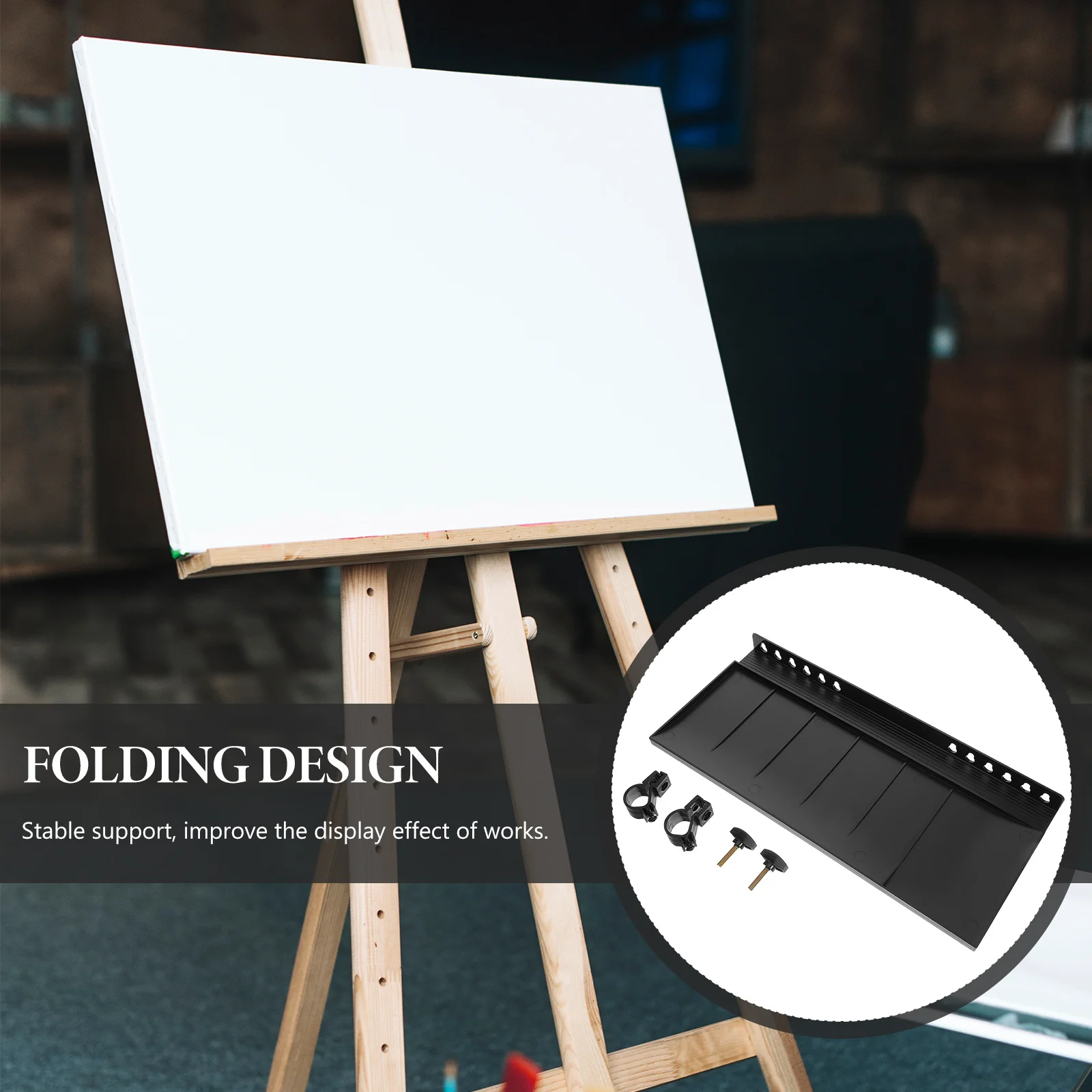 

Easel Detachable Paints Tray Plastic Lightweight and Durable Storage Shelf Holder for Painting Accessories Organizer