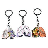 Lung Modeling Pendant Keyrings Organ Metal Enamel Ornament Keychain for Medical Students Backpack Car Key Souvenir Accessories