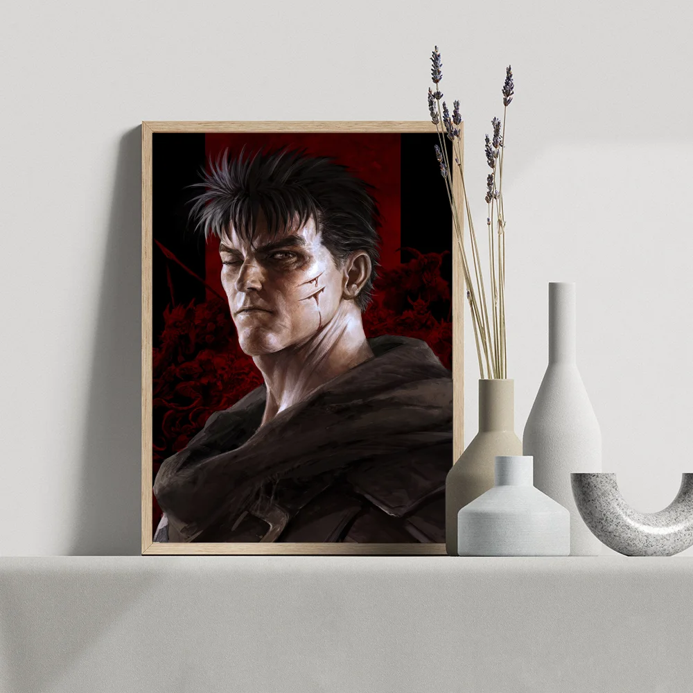 1PC Japanese Anime Berserk Poster Movie Sticky Posters Retro Kraft Paper Sticker DIY Room Bar Cafe Aesthetic Art Wall Painting