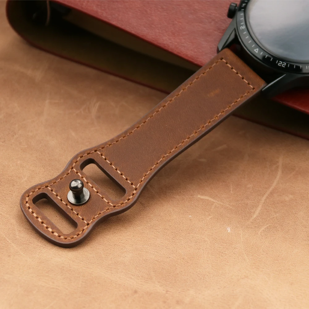 22mm Band Genuine Leather Watch Strap for Huawei Watch GT 2/3 46mm GT2/GT3 Pro Bracelet for Samsung Galaxy Watch 46mm Gear S3 image 3