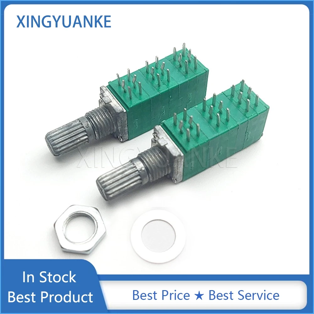 1PCS RK097G Type 6-Link B10K B103 B50K B503 Power Amplifier Volume Adjustable Potentiometer 18-Pin Flower Shaft Length 15mm