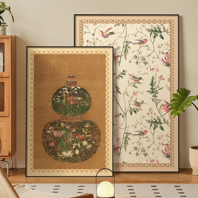 لوحة زخرفية لغرفة المعيشة بتصميم عتيق من العصور الوسطى الفرنسية، لوحة معلقة لممر الشرفة العمودية