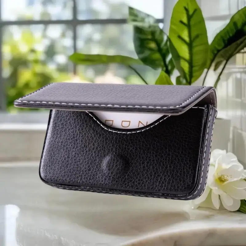 Genähtes Kreditkartenetui aus PU-Leder für Visitenkartenetui mit magnetischem Verschluss für Männer und Frauen