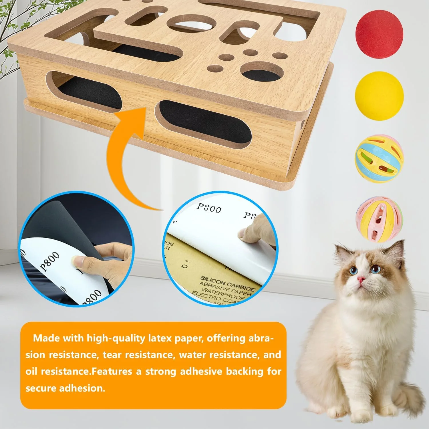Laberinto de madera antiaburrimiento para gatos – juguete escondite - imagen 2