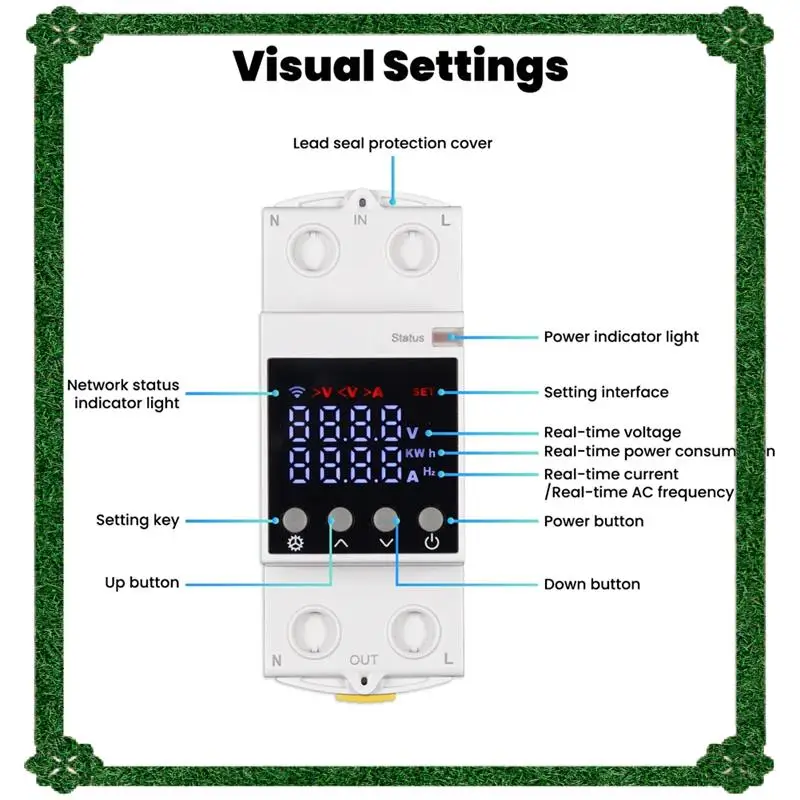 

24-часовая доставка Tuya Wi-Fi умный автоматический выключатель 80A-набор порогов сигнализации монитор электричества V0 огнестойкий огнестойкий контроль через приложение
