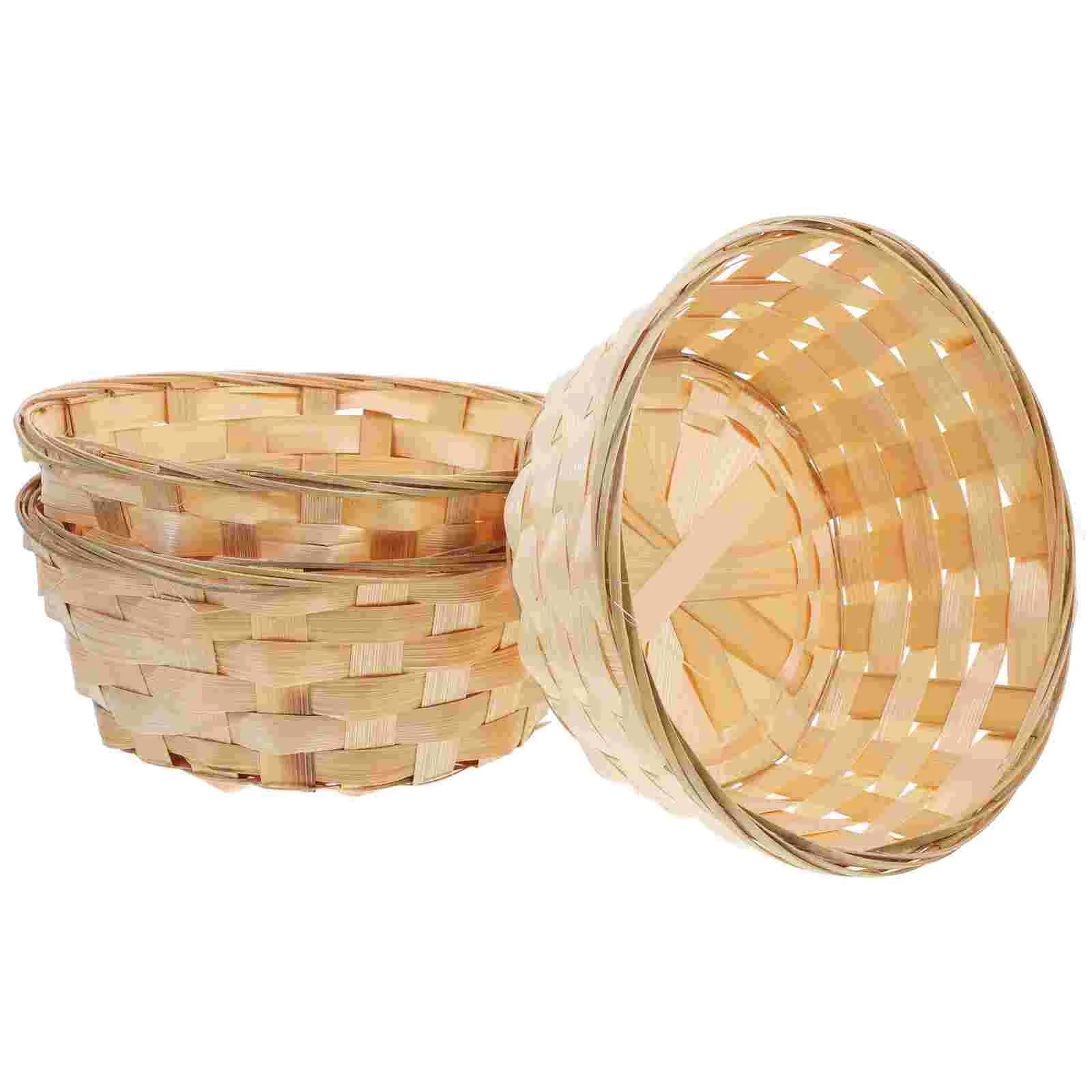 

3 Pcs Bamboo Basket Egg Snack Jewelry Storage Round Baskets Easter Chicken for Bread