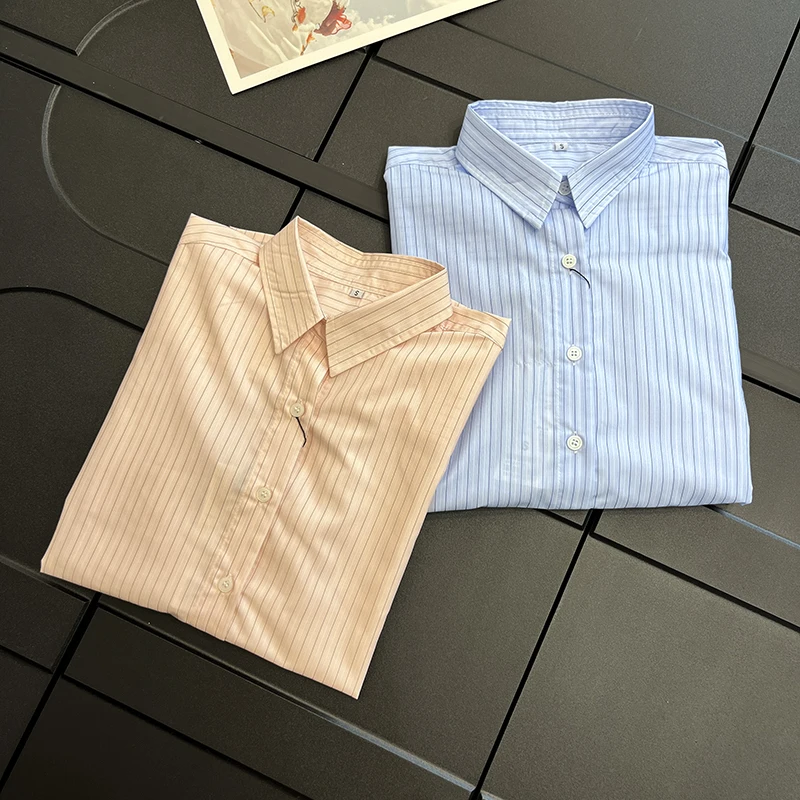 Top da donna casual in cotone lungo a righe a contrasto di colore sciolto scimmia dimagrante colletto da pendolare irt per ordini di grandi dimensioni