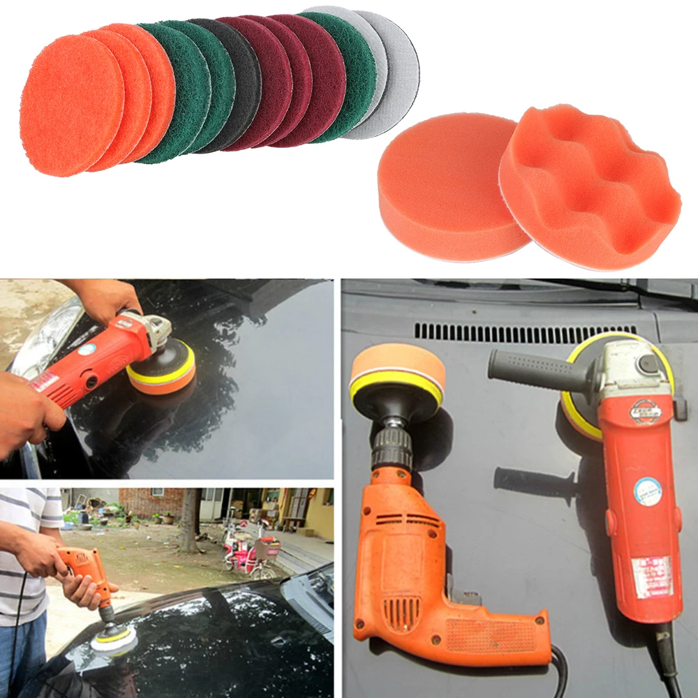 Escova De Lavadora De Polidor De Carro, Esponja Esfoliante Pads, Ferramentas De Limpeza De Enceramento, Escovas De Broca Elétrica, Interior Auto Acessórios, 22Pcs