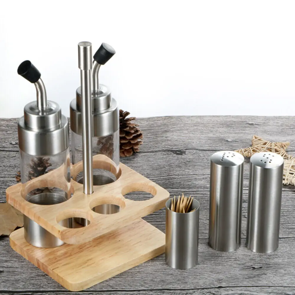 Seasoning Bottle Holder Wood Rack Condiment Pot Kitchen Spice Jar Rack Organizer