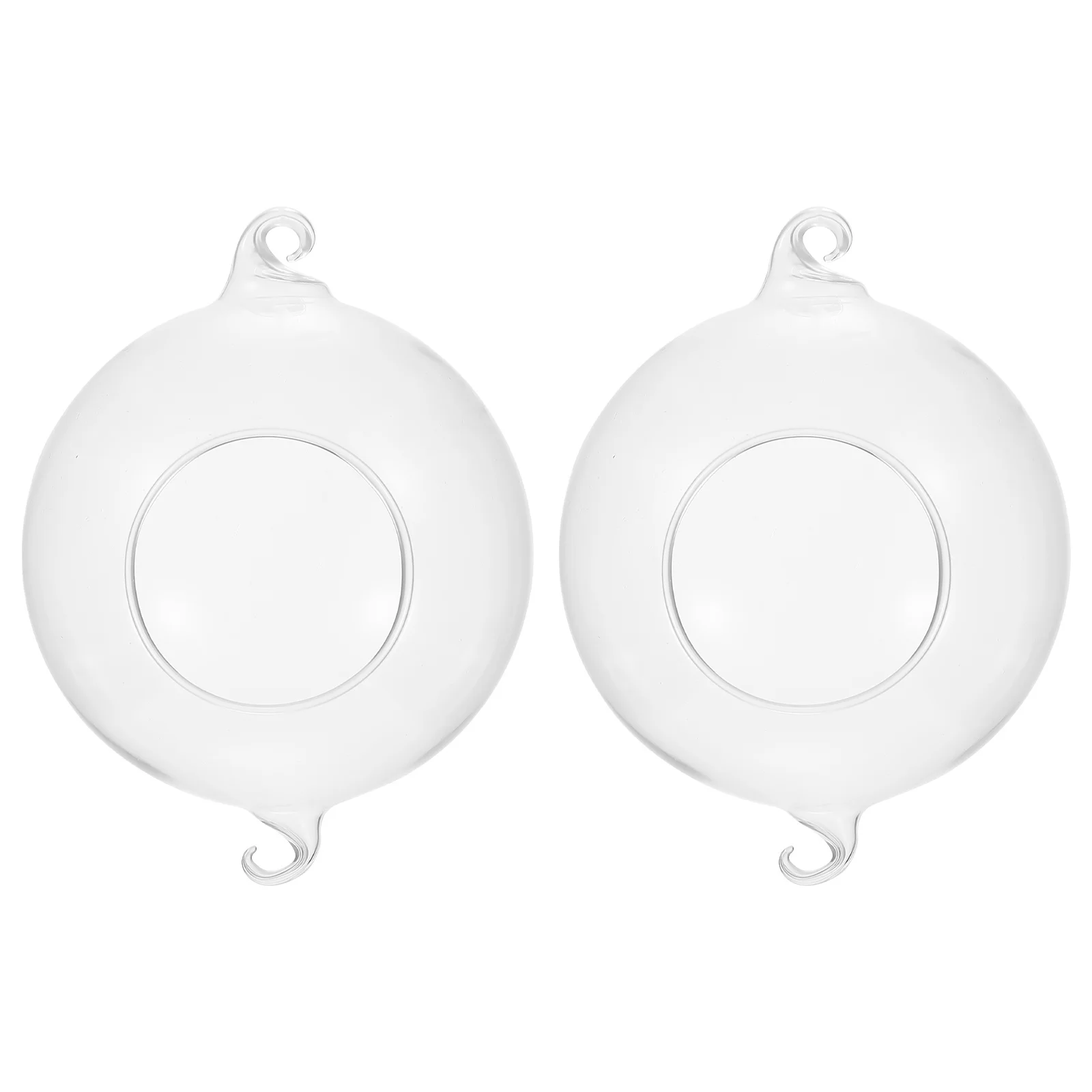 

2Pcs Hanging Glass Round Ball Vase Clear Elegant Hanging Flower Pot Garden Office Decor Glass Vase