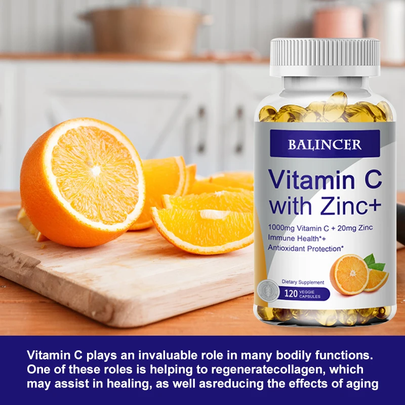 Vitamin C with Zinc, Bioavailable, Ascorbic Acid, Zinc Oxide, Non-GMO and Gluten-Free Supplement