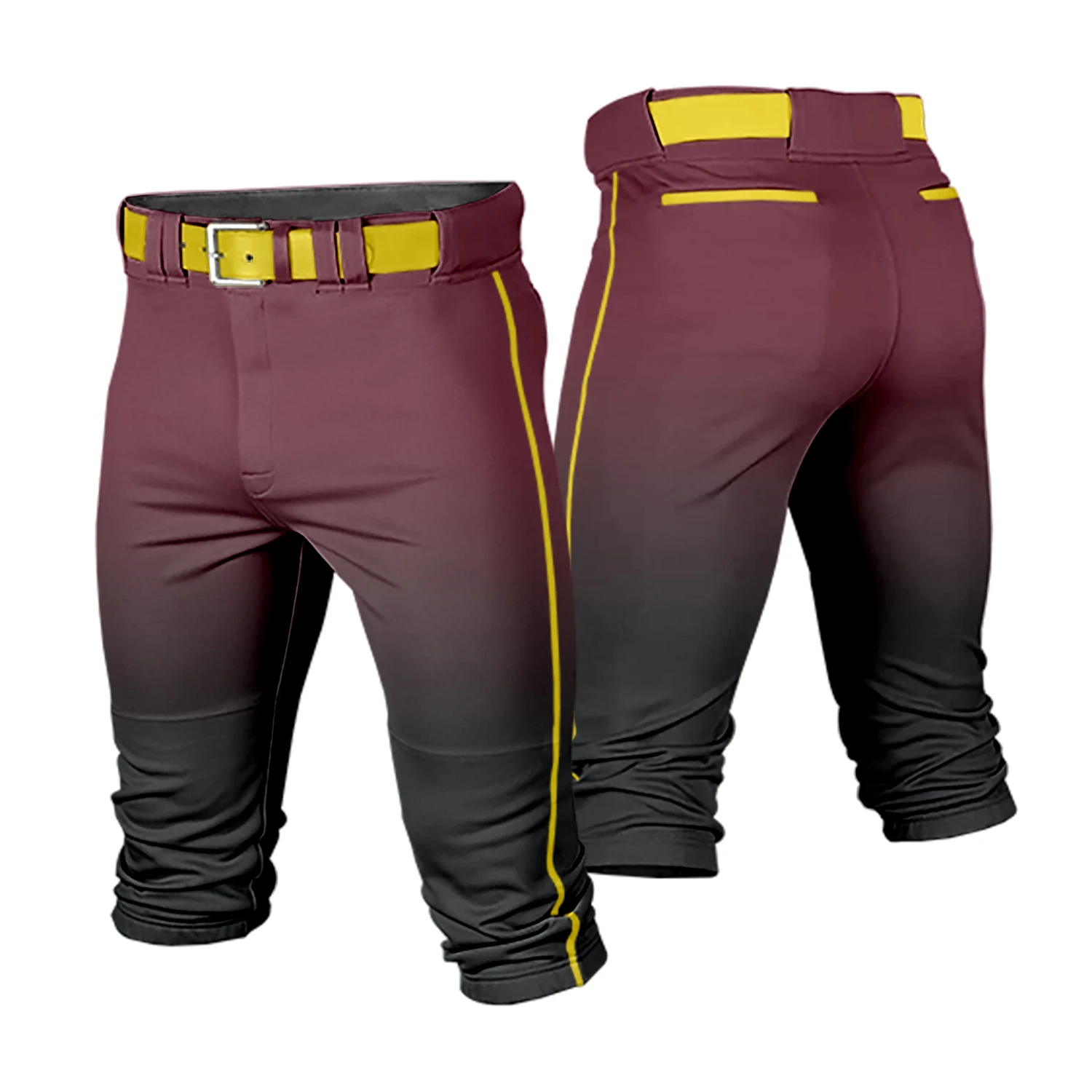 Custom Men Youth Gradient Cropped Baseball Game Pants Softball Training Uniform Breathable Casual Sportswear Running Trousers