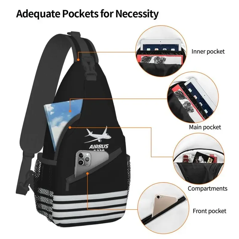 Piloto Avião Heartbeat Sling Crossbody Mochila para Homens, Presente Aviador De Aviação Personalizado, Bolsa De Ombro No Peito Para Viajar, Mochila