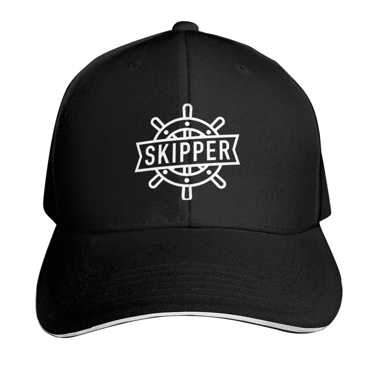 

SKIPPER STEERING WHEEL, BLACK AND WHITE, BY SUBGIRL Baseball Cap Wild Ball Hat sun caps Golf Cap Woman Men's