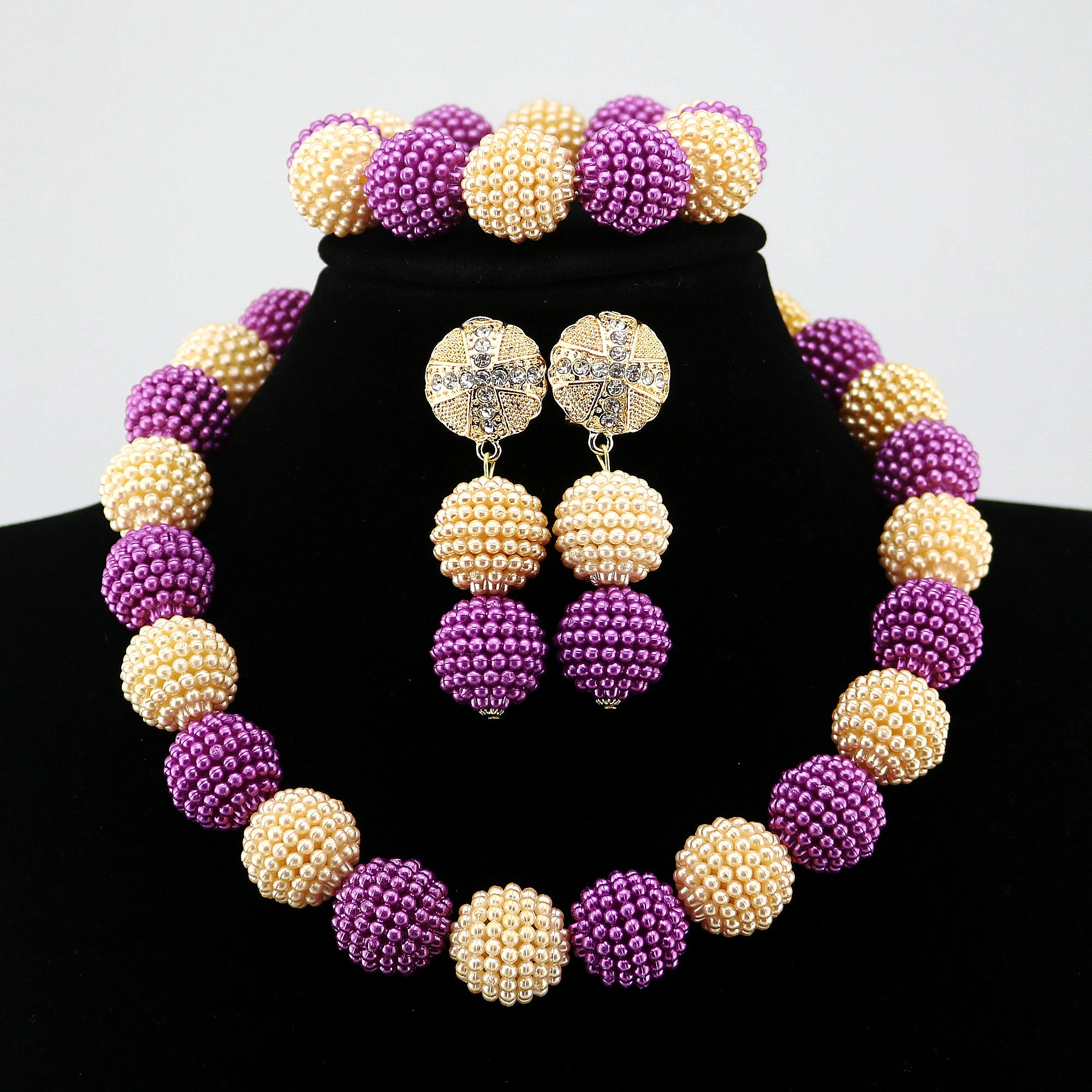 Glue Bead Jewelry Sets Latest Glue Bead Jewelry Sets Luxury African Wedding Bridal Glue Bead Beads Jewelry sets Nigerian Women image 2