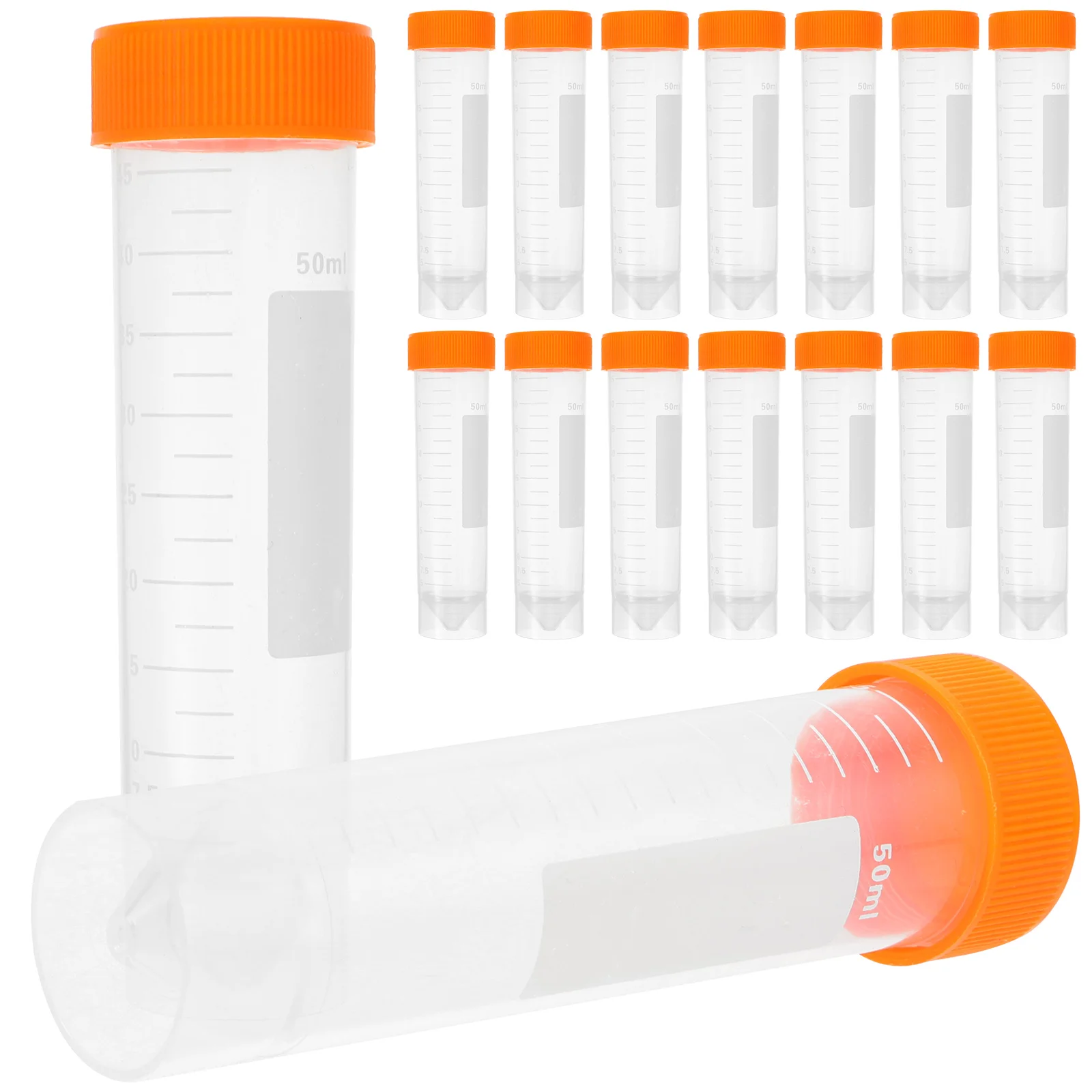 

50pcs Screw Port Centrifuge Tube Flat Bottom Centrifuge Tube Vertical Centrifuge Tube (Orange, 50pcs/Pack) 50ml