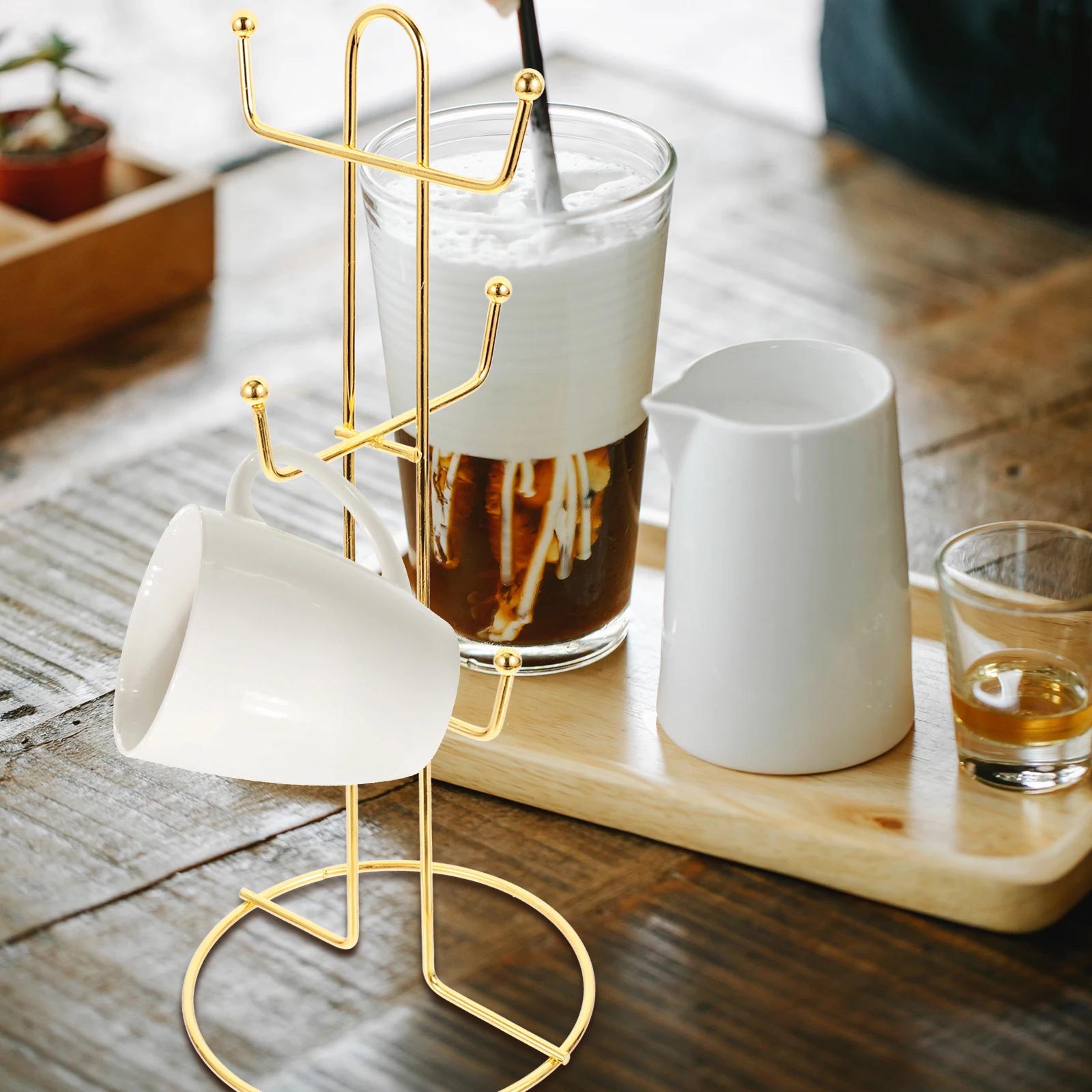 

Countertop Mug Tree 6 Hook Metal Mug Holder Stand for Kitchen Coffee Station Organizer Coffee Cup Holder Tea Cup Stand