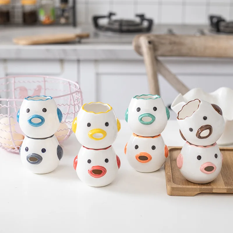 

Cute Cartoon Chick Ceramic Egg Separator Kitchen Baking Tool Yolk White Filter