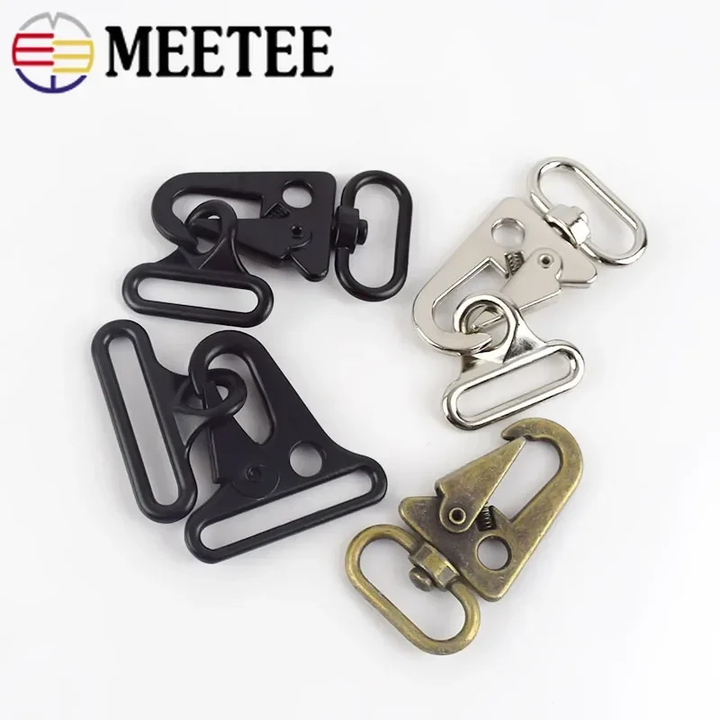 Meetee 2/5sets Bag Clasps Lobster Carbine Double Buckles for Outdoor Backpack Belt Webbing Hook Key Ring Hang Clips Accessories