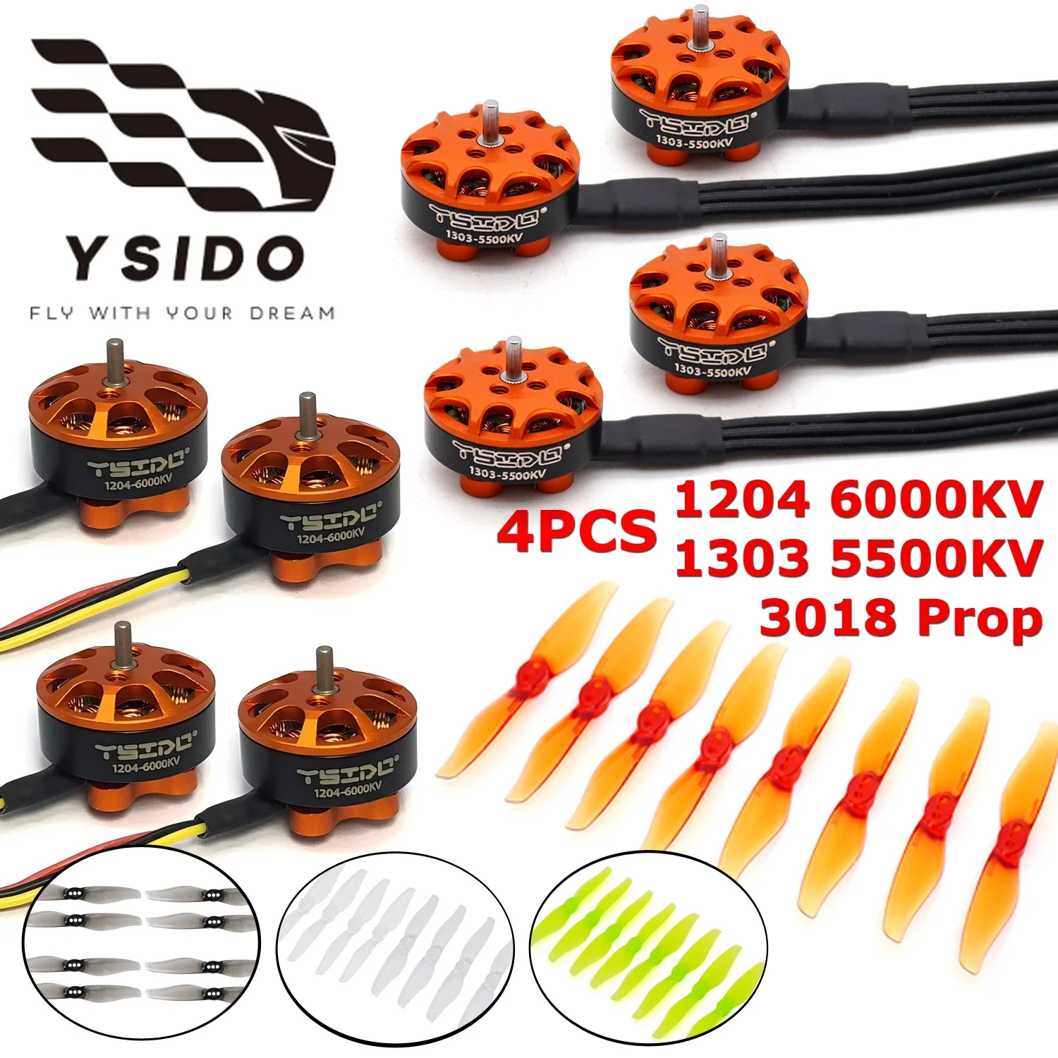 RoRuSYSIDO 4PCS EX1204 6000KV Brushless Motor With 4CW&4CCW 3018 3 Inch Gemfan Hurricane Propeller For Airplane Drone DIY Access