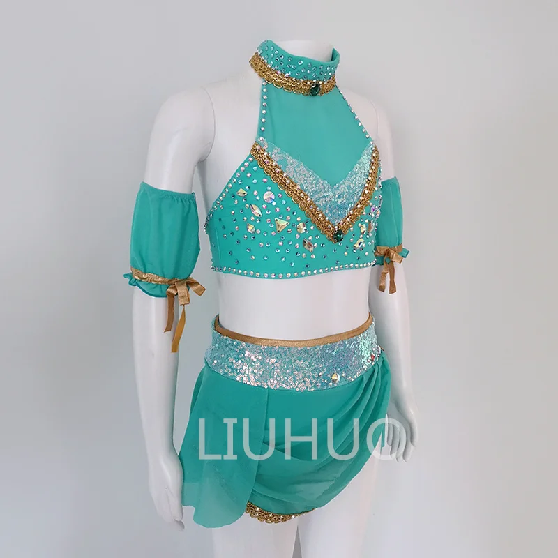 Green Three-Dimensional Embroidered Pole Dance Costume Girl Passionate And Unrestrained Lyrical Dance Dress