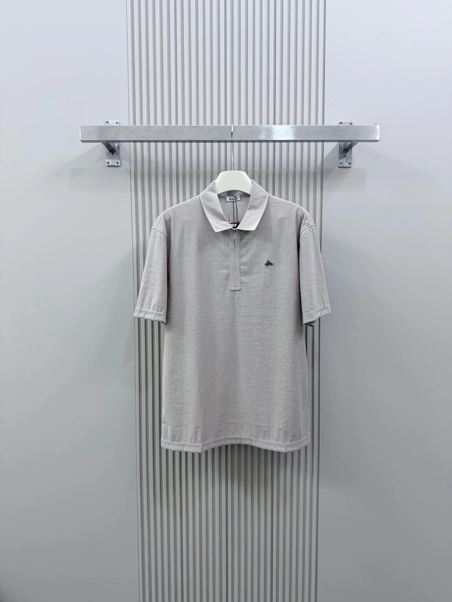 Kiton26ss New Old Money Style Men's Linen Square Neck Half Zipper Polo Shirt T-Shirt