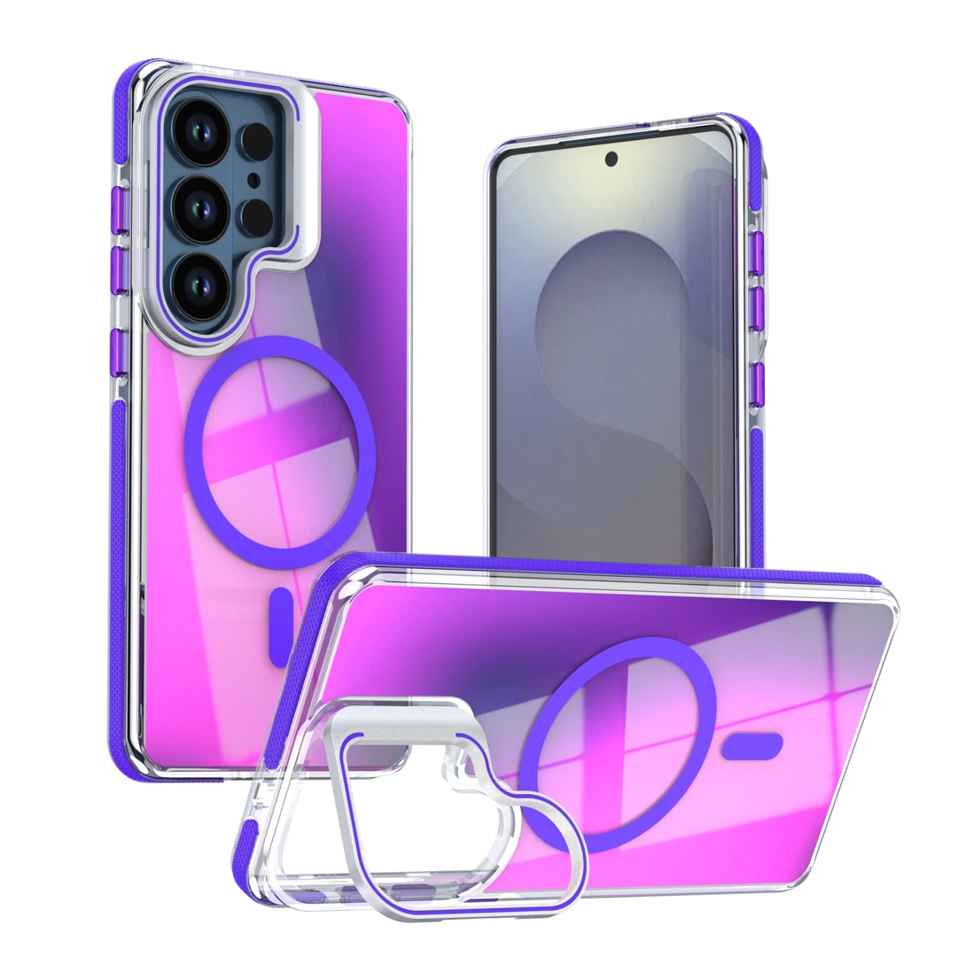 High Quality Color Change Camera Bracket Kickstand Case For Samsung Galaxy S26 Ultra A56 A57 A37 Magnetic Wireless Charge Cover