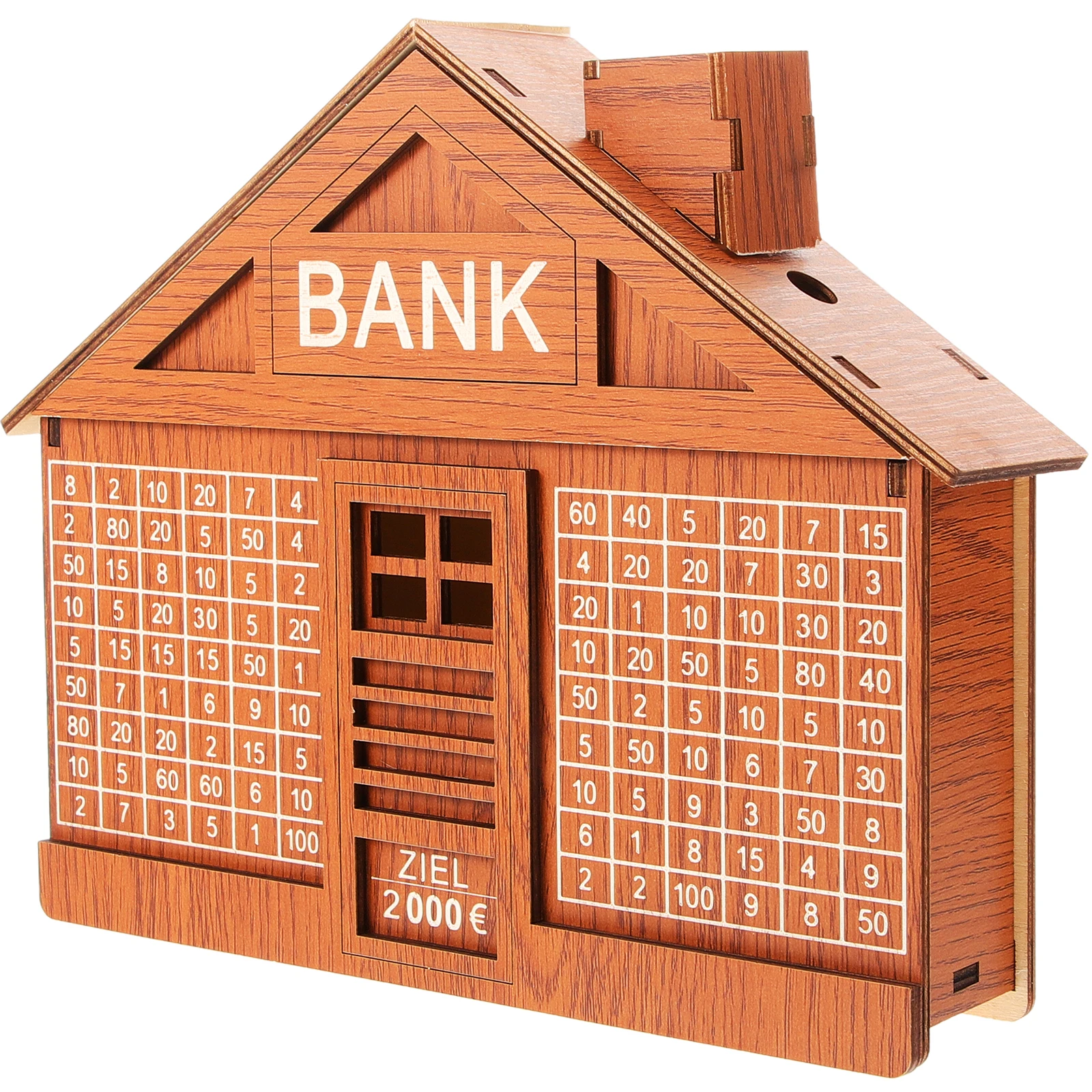 

Wooden Piggy Bank 2000€ Savings Goal Coin Jar Adults House Shape Money Container Cash Saving Craft Retro Practical Bedroom