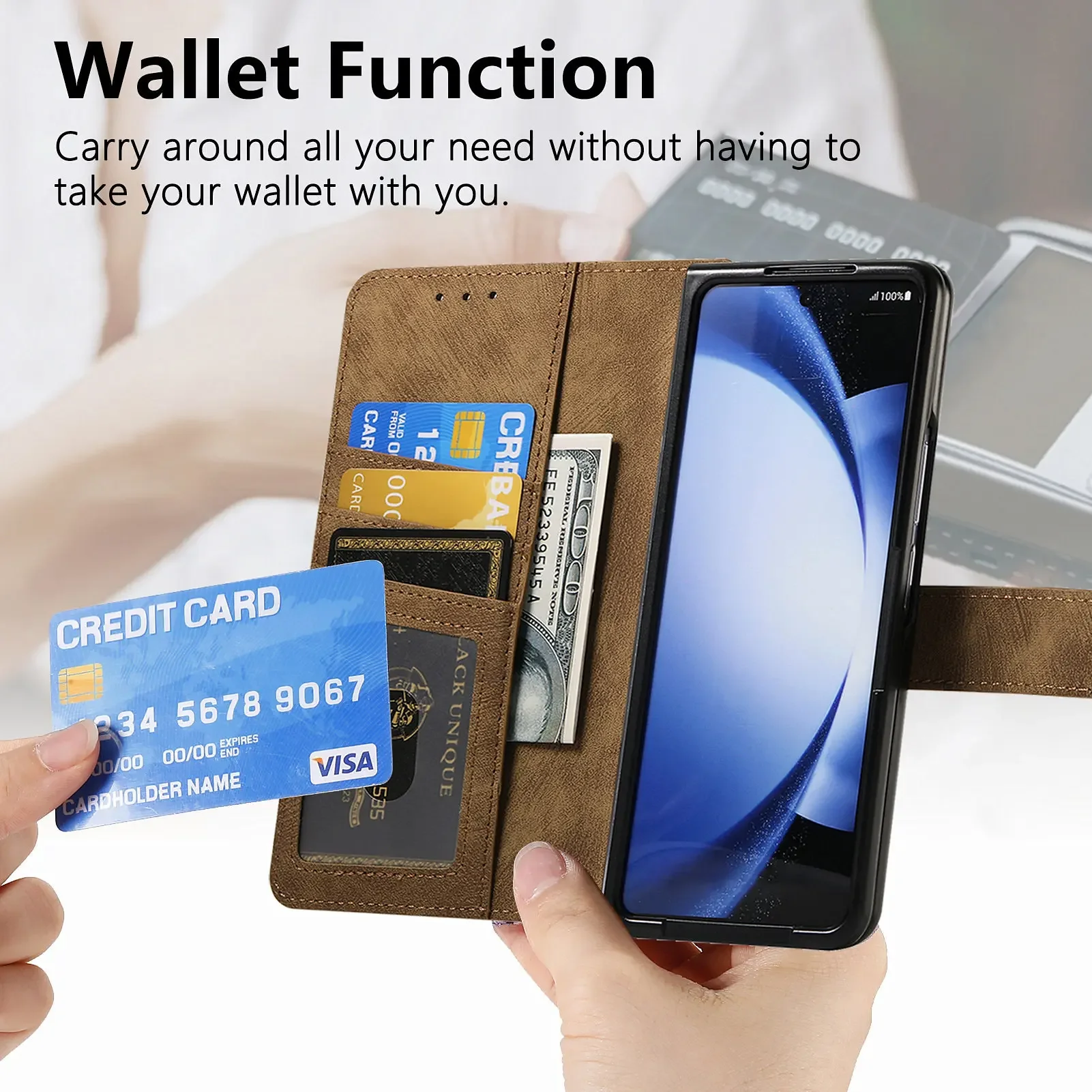 2 in 1 Magnetic Zipper Cards Solt Wallet Leather Case For Samsung Galaxy Z Fold 7 6 5 4 3 5G Wireless Charging Bag Purse Cover