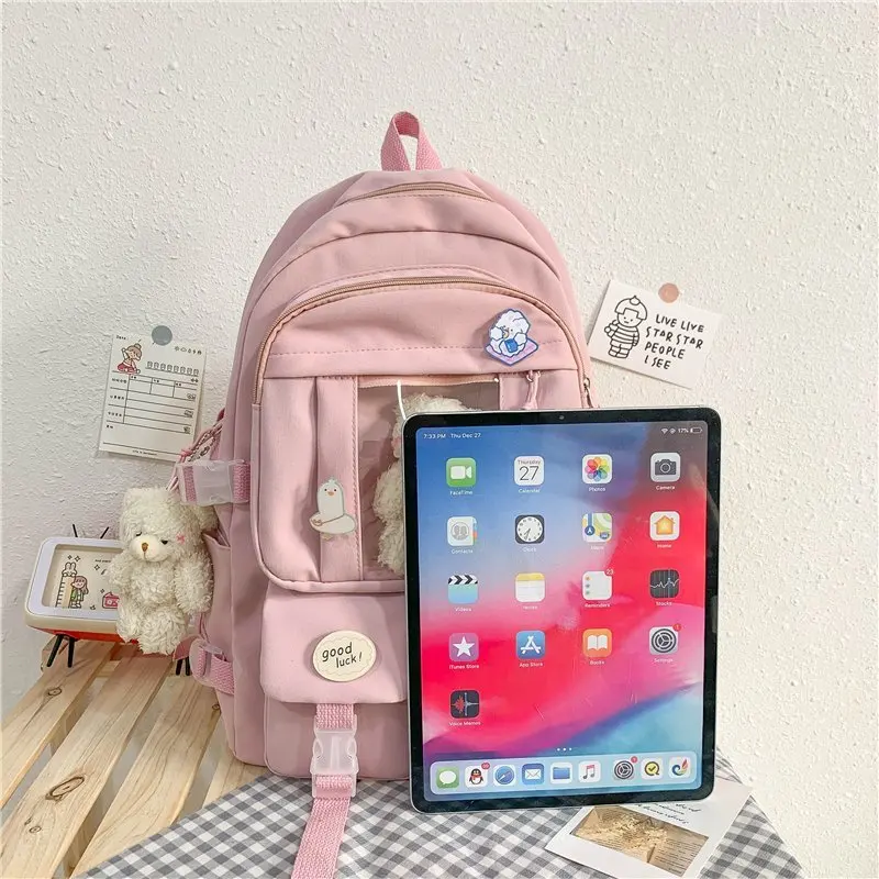 Zaino per studenti delle scuole medie per adolescenti Multi tasche borse a tracolla Kawaii da ragazza borsa da viaggio Casual di grande capacità da donna