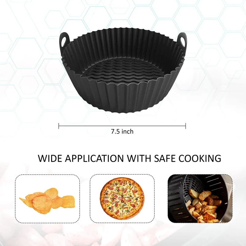 2Piece Reusable Airfryer Basket Parchment Paper Air Fryer Silicone Pot Oven Air Fryer Accessories