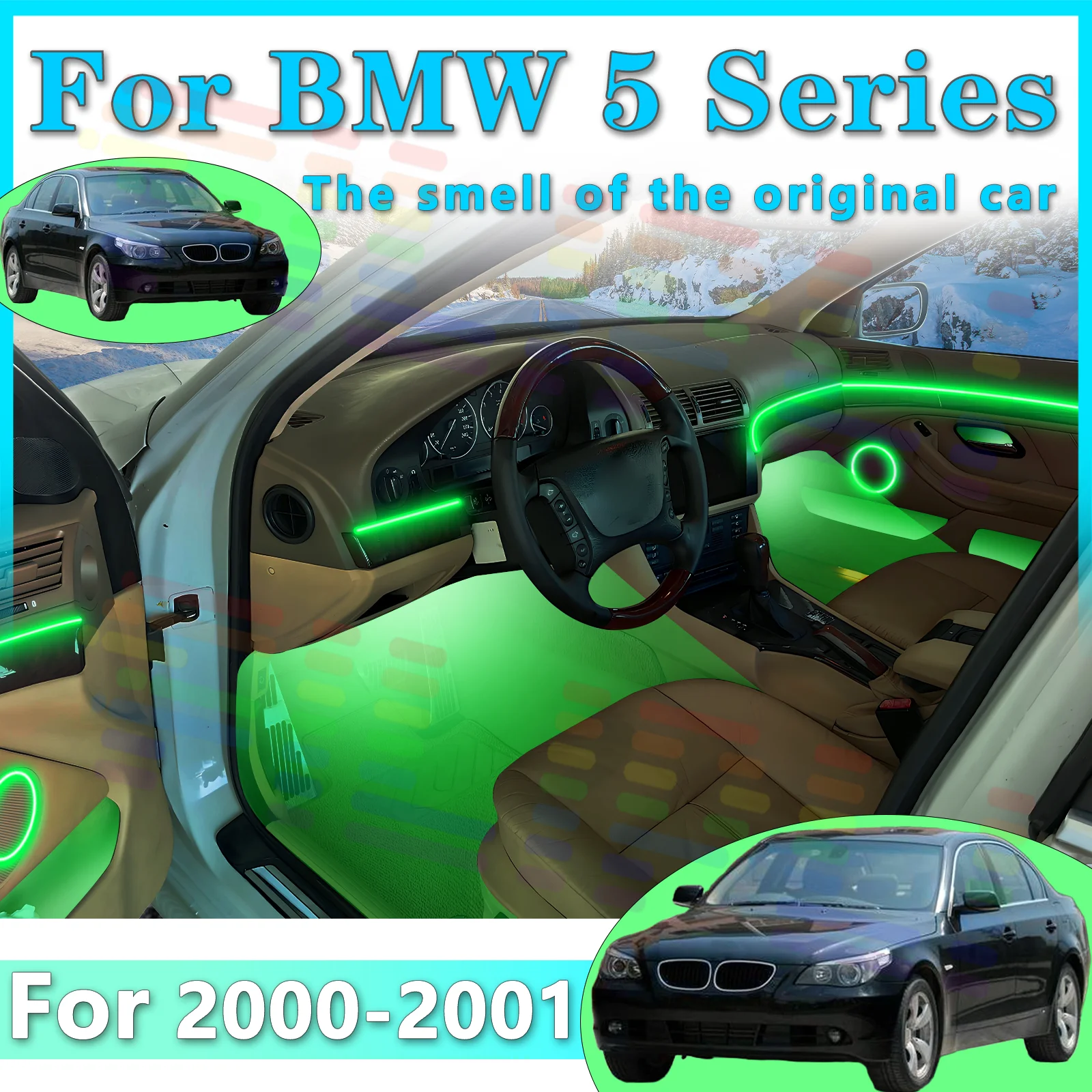 

FILIPLI For BMW 5 Series Car Interior LED Decoration Strip Acrylic 64Color APP - enabled to Embellishment in Driving