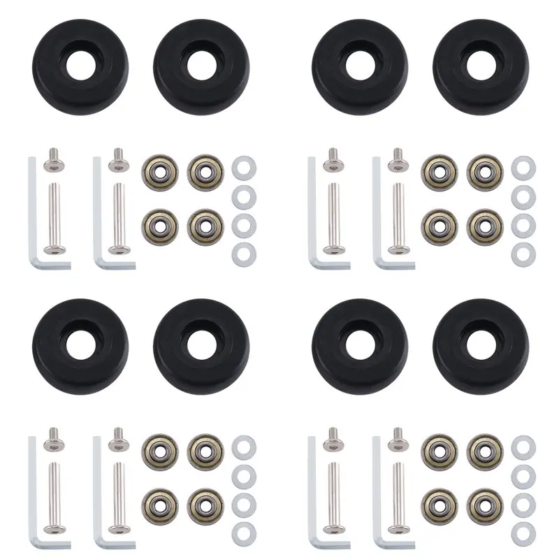 

【PARTY DAY】48Mm X18mm 4 Pair Luggage Suitcase Replacement Wheels Axles Deluxe Repair Luggage Replacement Wheels Black