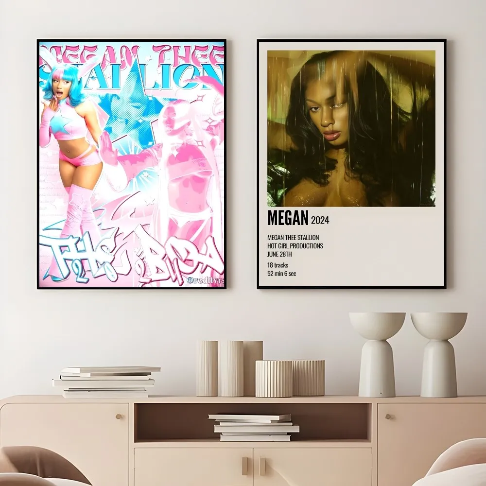 Rapper M-Megan Thee S-Stallion Album Poster Sticky Wall Art Printing Waterproof Home Living Bed Room Bar Aesthetic Decor