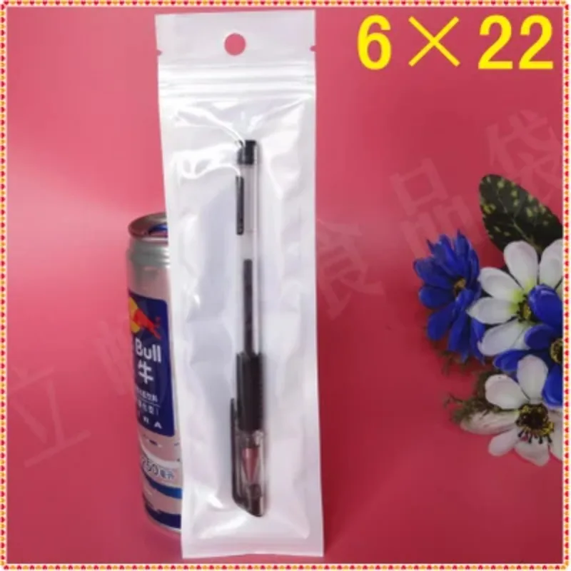 6*22cm White / Clear Self Seal Zipper Plastic Retail Packaging Packing Bag Ziplock Zip Lock Storage Bag Package With Hang Hole