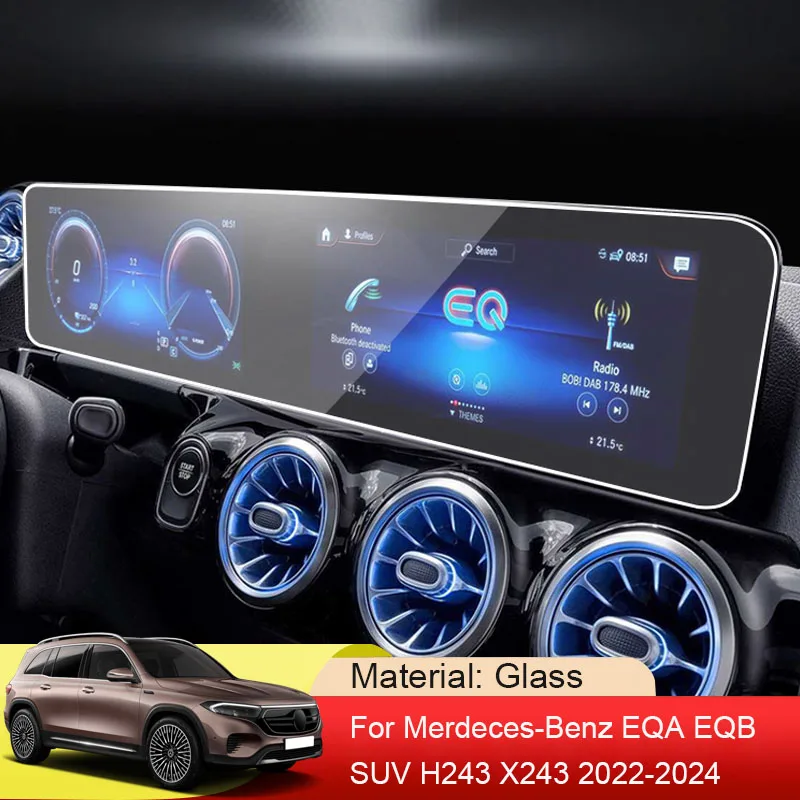 

Car GPS Navigation Protect Dashboard Display Tempered Film Interior Accessory For Mercedes Benz EQA EQB SUV H243 X243 2022-2024