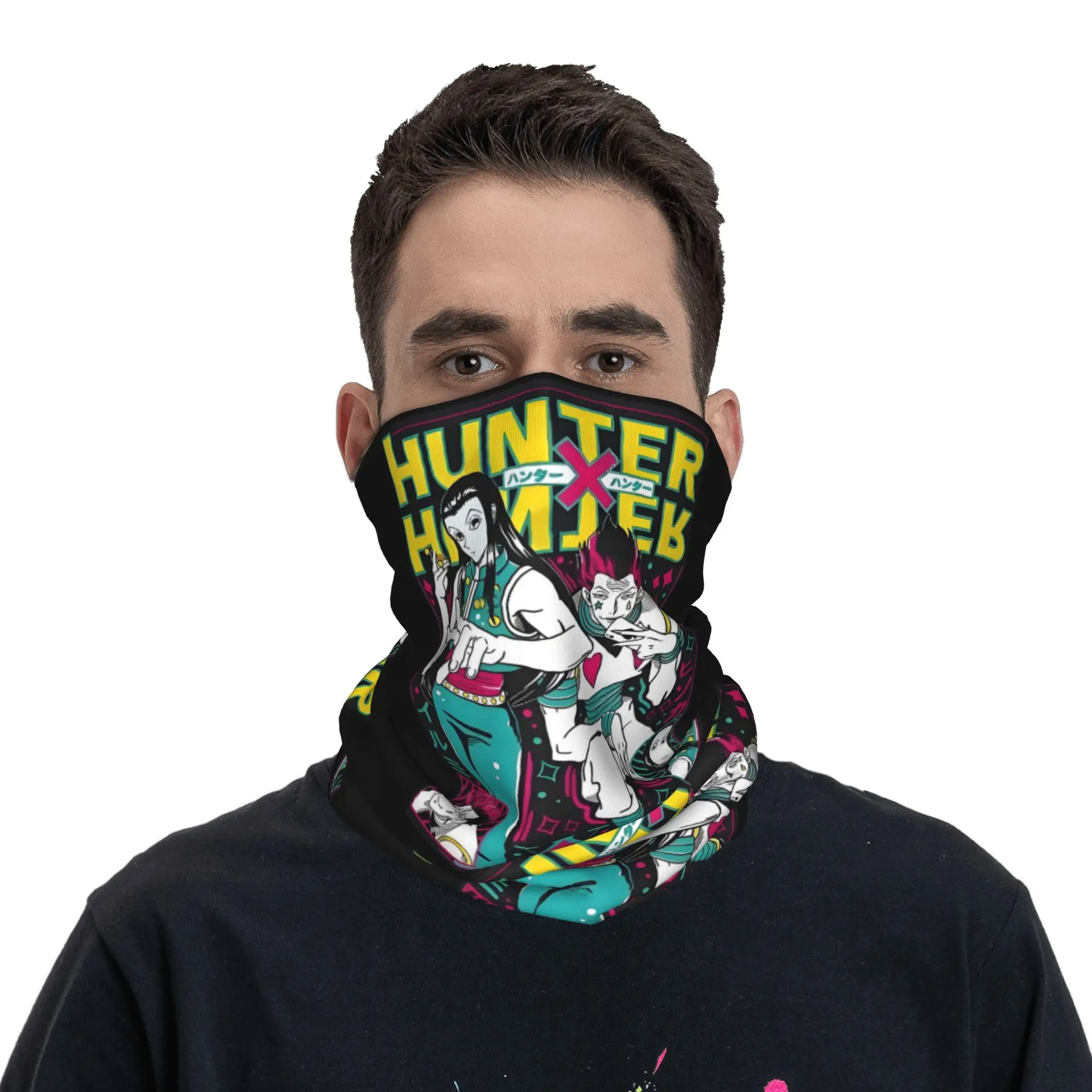 Hisoka Anime Hunter × Hunter Japane Manga   Bandana Neck Gaiter UV Protection Face Scarf Cover Men Women Headband Tube Balaclava