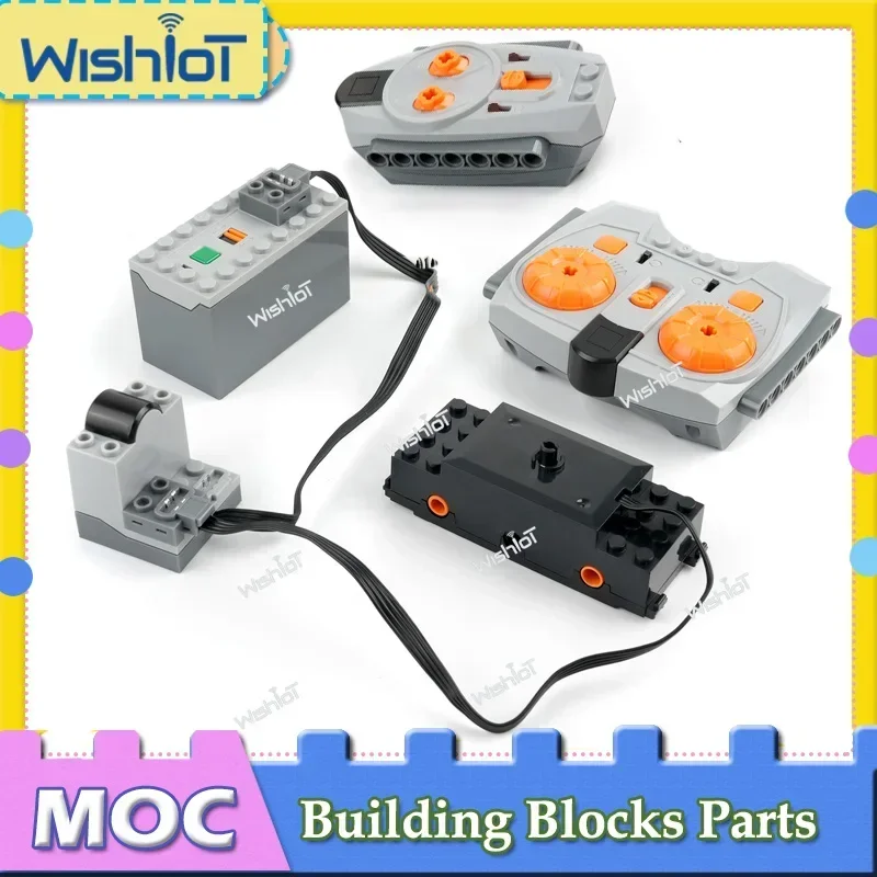 Moc Train Track Motor Technical Blocks Power Functions Parts Remote Control + AAA Battery Box Set PF Bricks DIY Toys Accessories