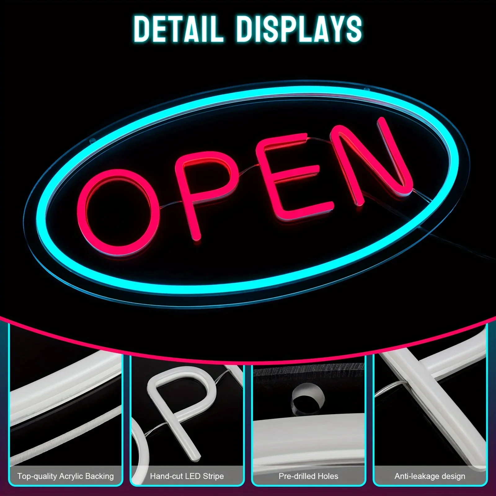 Open Neon Sign Business Sign LED Night Light Hanging Window Shop Cafe Bar Restaurant Decoration Personalized Night Lamp