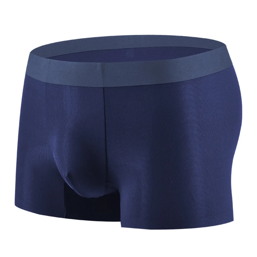 Men's Seamless Trunks Ice Silk Underwear Solid Elastic Lingerie Ultra Hot Sissy Bulge Pouch Boxer Shorts Extreme Men's Panties