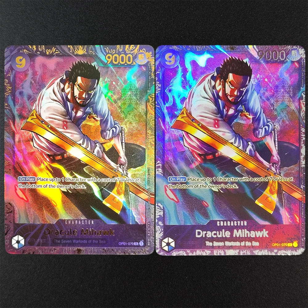 Tarjeta Coleccionable de Juego 2024, Copa del Tesoro de Oro y Plata de Dracule Mihawk, OPCG, One Piece, Proxy Hecho a Mano, Juguete